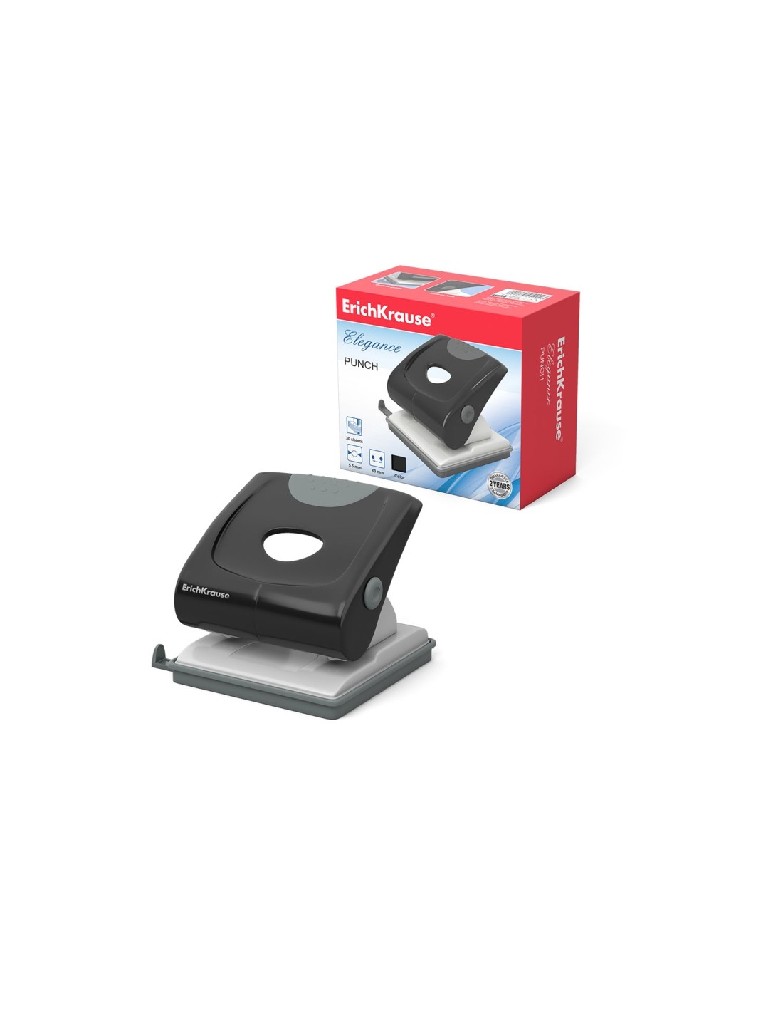 ErichKrause Elegance perforador de papel 30 hojas Negro