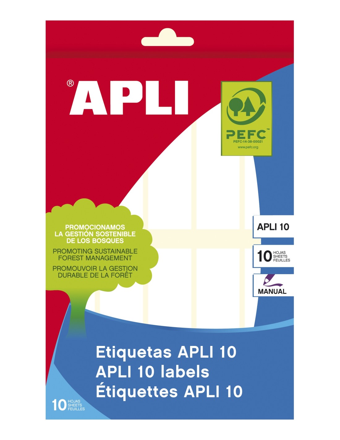APLI 01643 etiqueta autoadhesiva Rectángulo Permanente Blanco 100 pieza(s)