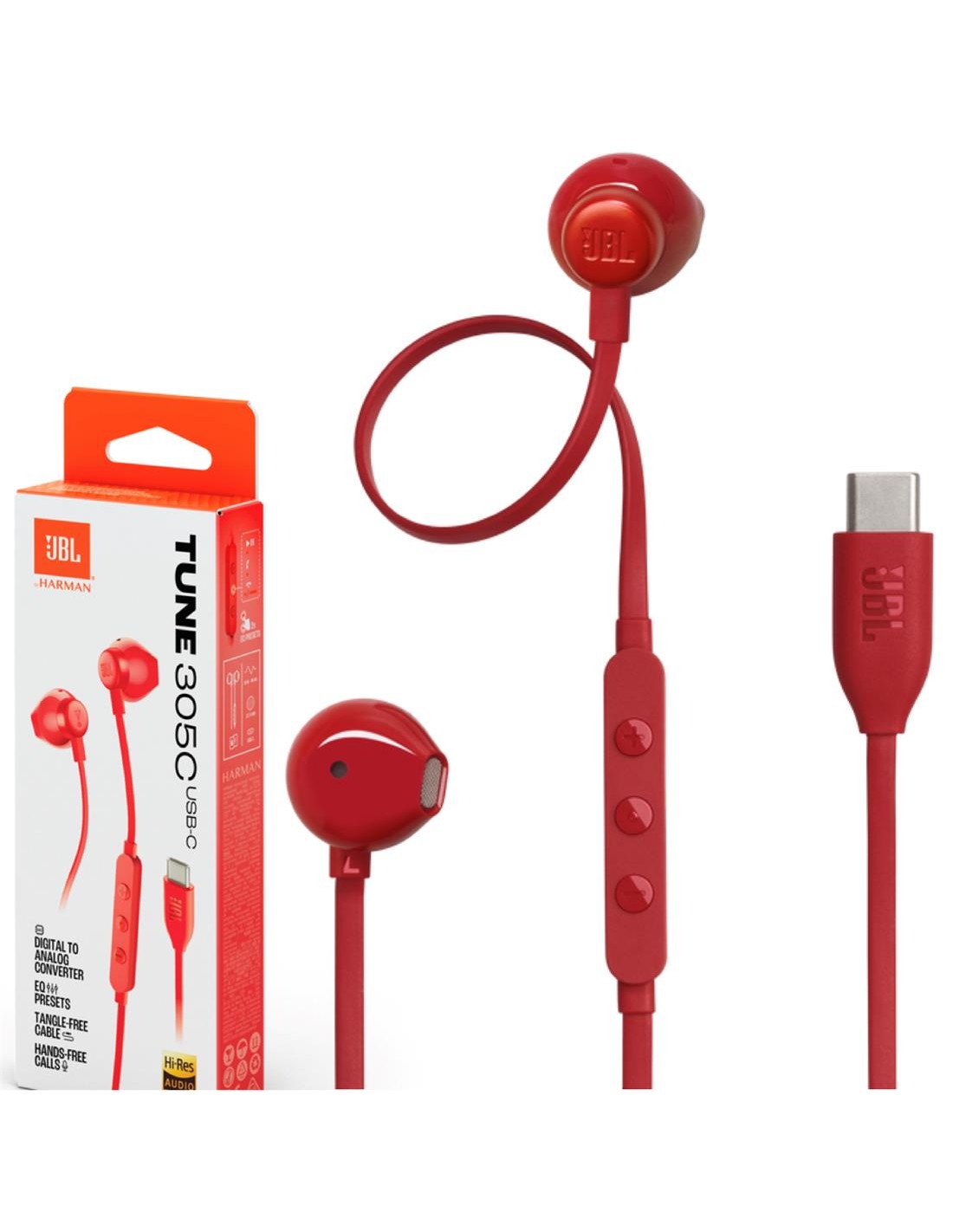 JBL Tune 305C Auricular USB-C con micrófono Rojo