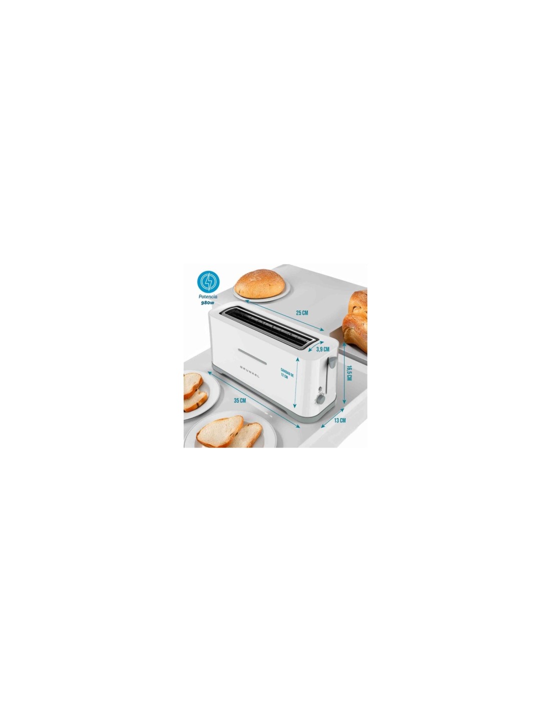 Grunkel TS-40EASYTOAST tostadora 7 1 rebanada(s) 970 W Blanco