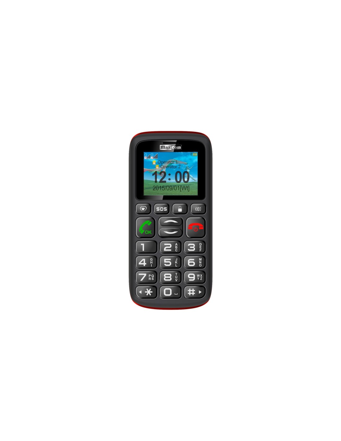 MaxCom MM428 4,57 cm (1.8") 78 g Negro, Rojo Teléfono para personas mayores