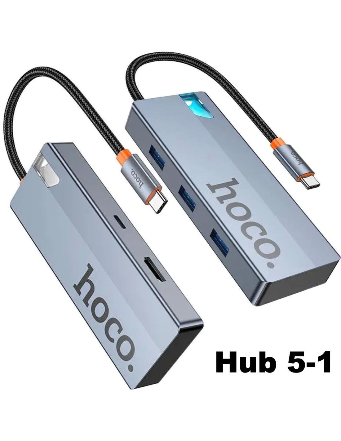 Adaptador USB-C 5-1 Hoco HB50 HDMI + 3x USB 3.0 + PD