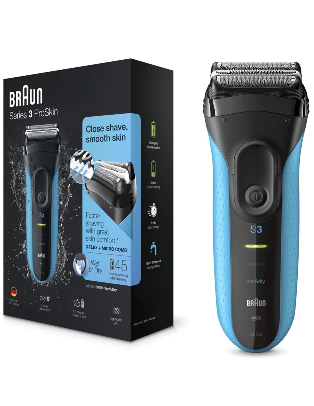 Braun 3010S Afeitadora ProSkin Wet&Dry Recargable