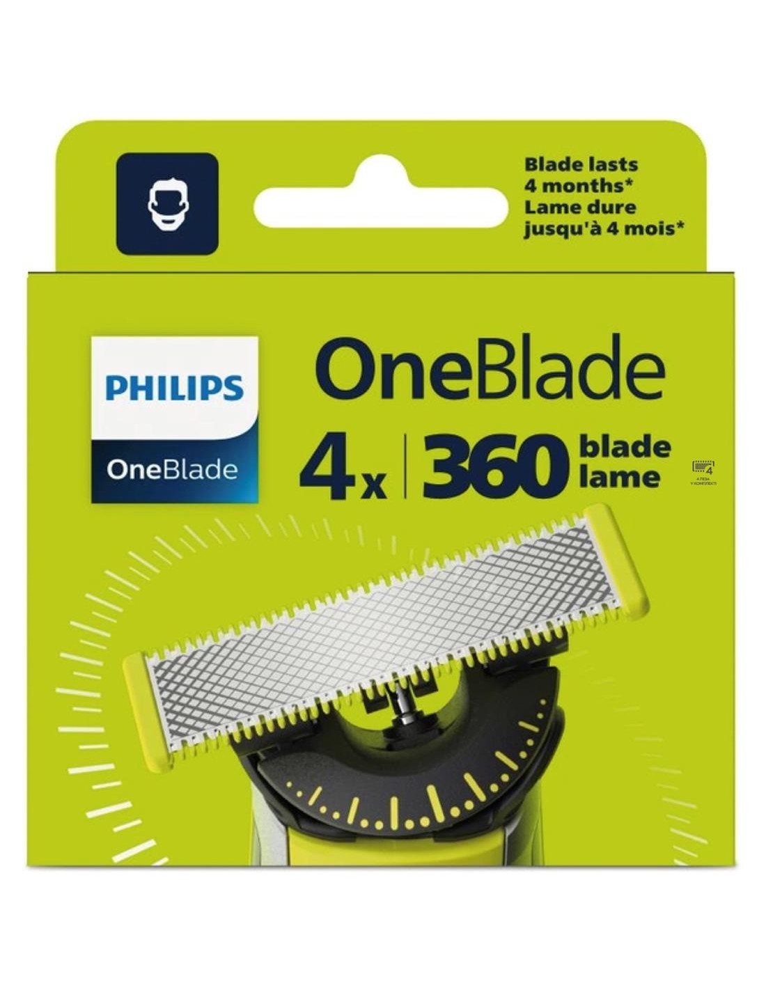 Philips QP440/50 Recambio para OneBlade 360 Pack de 4