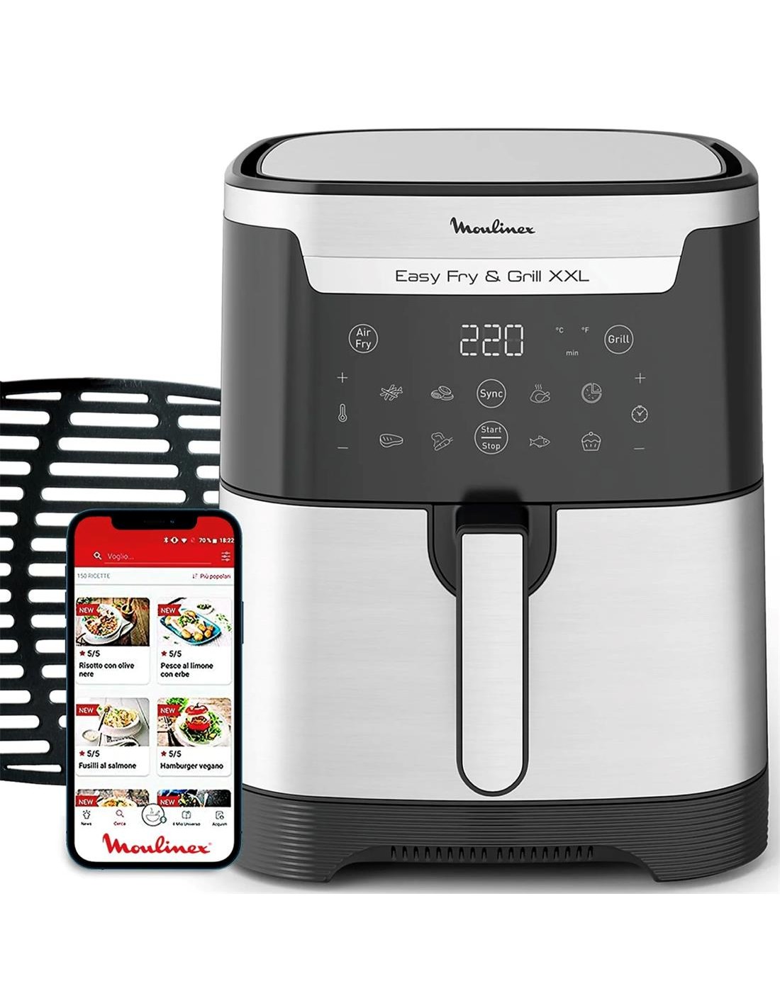 Moulinex EZ801D10 Freidora de Aire y Grill XXL 6.5L Inox
