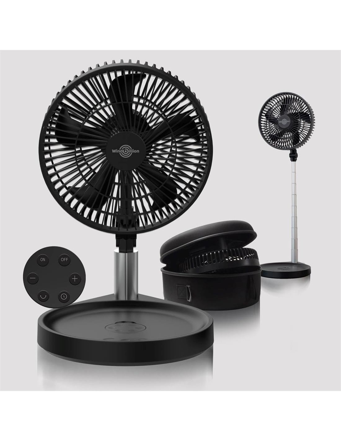 Windbillion H6 Ventilador Plegable y Recargable 37 Horas con Mando Negro
