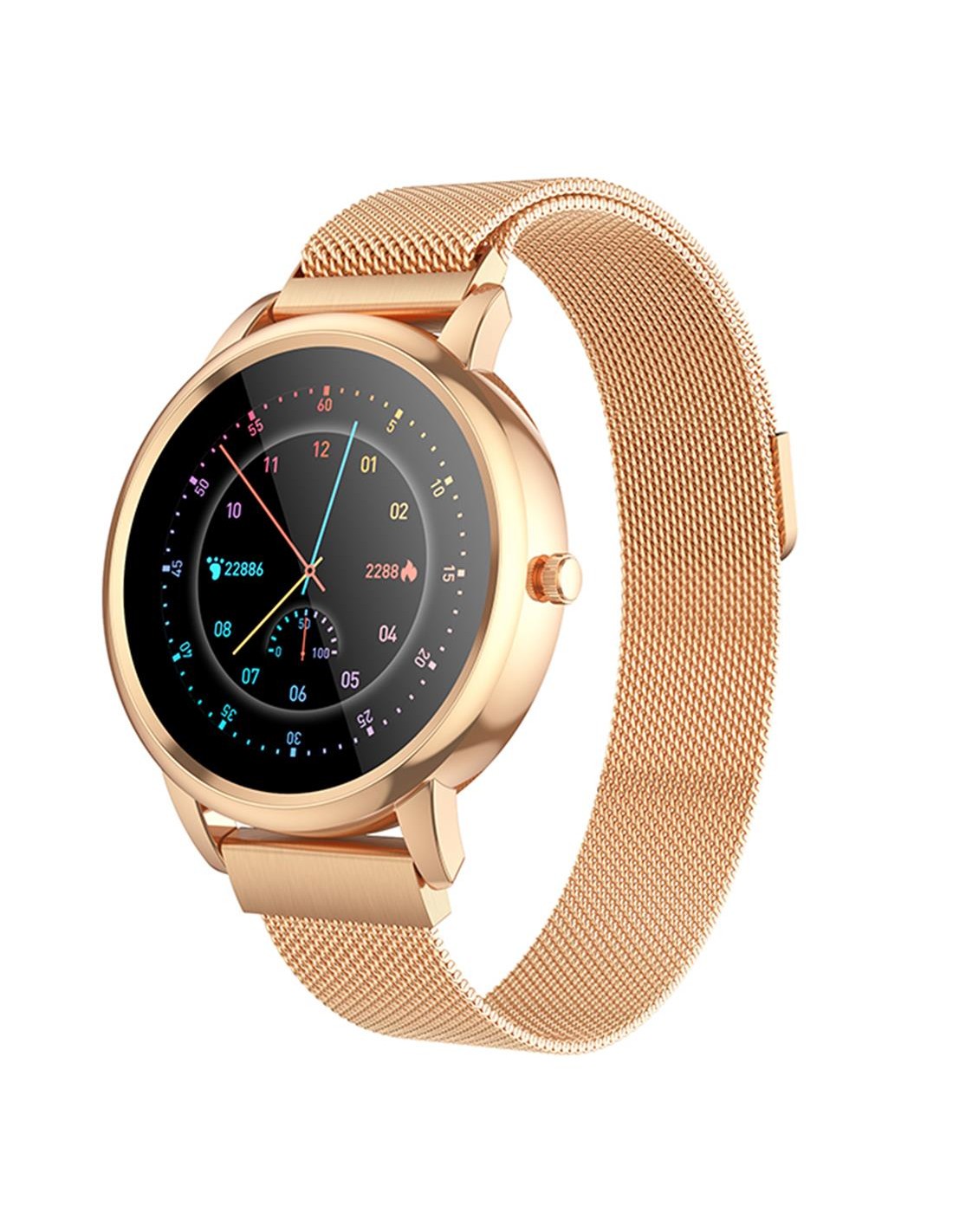 Hoco Y8 Smartwatch con Correa Milanesa Oro Rosa