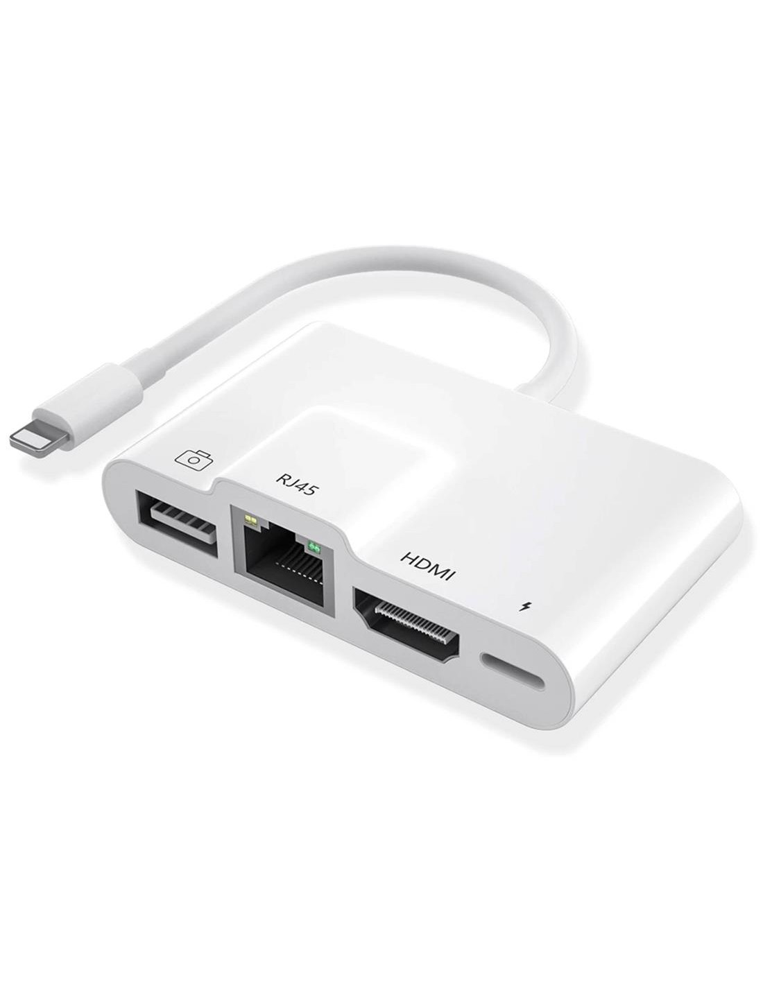 Adaptador Compatible Lightning a Ethernet, HDMI y USB (THT-022)