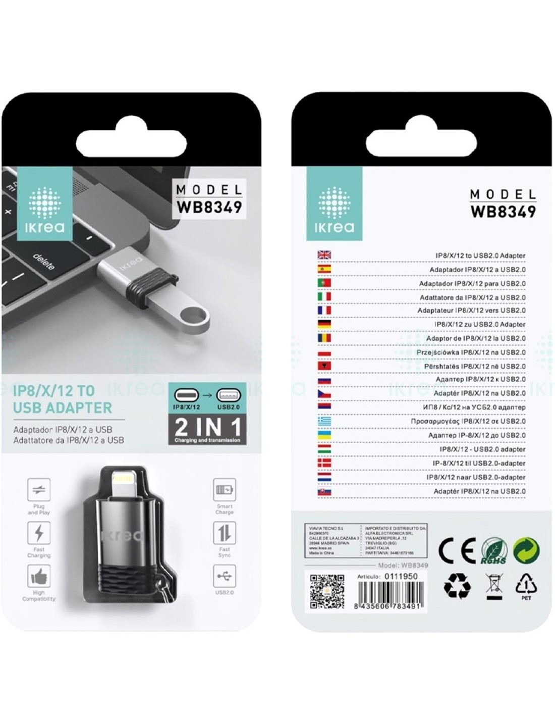 Adaptador USB a Lightning Ikrea WB8349