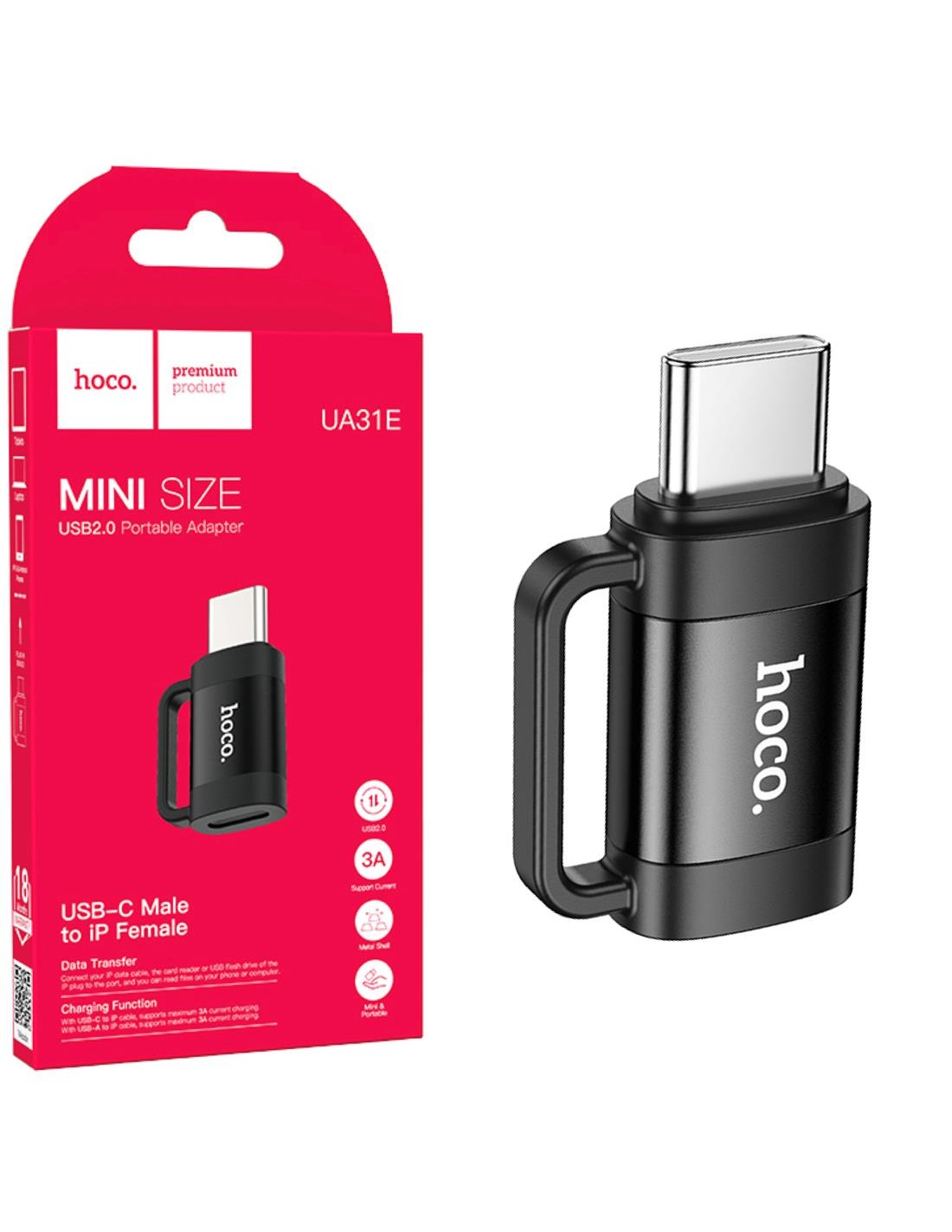 Adaptador USB-C a Lightning Hoco UA31E Negro