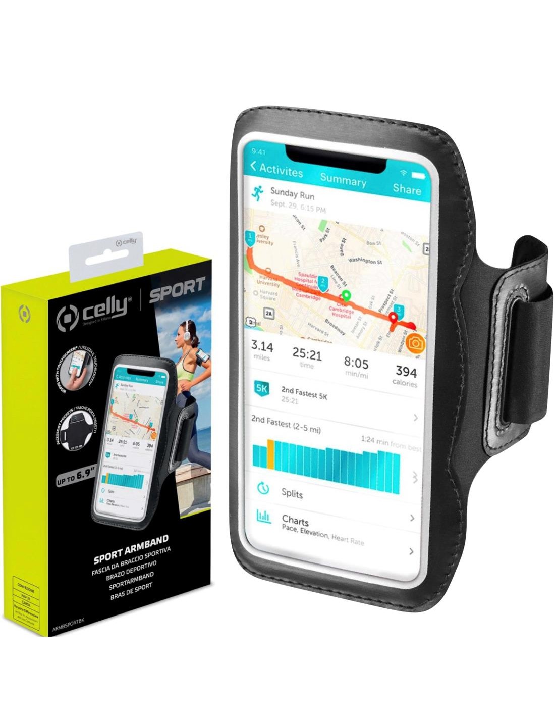 Celly Brazalete Deportivo para móvies hasta 6.9" ARMBSPORTBK
