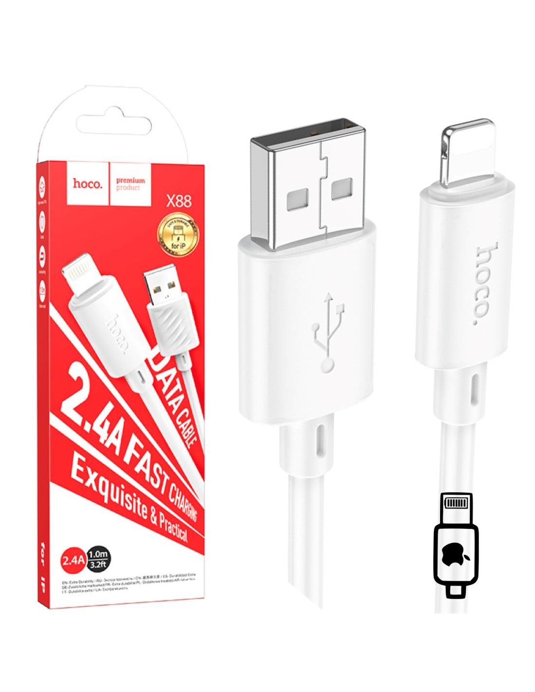Cable USB a Lightning 1 metro Hoco X88 Blanco