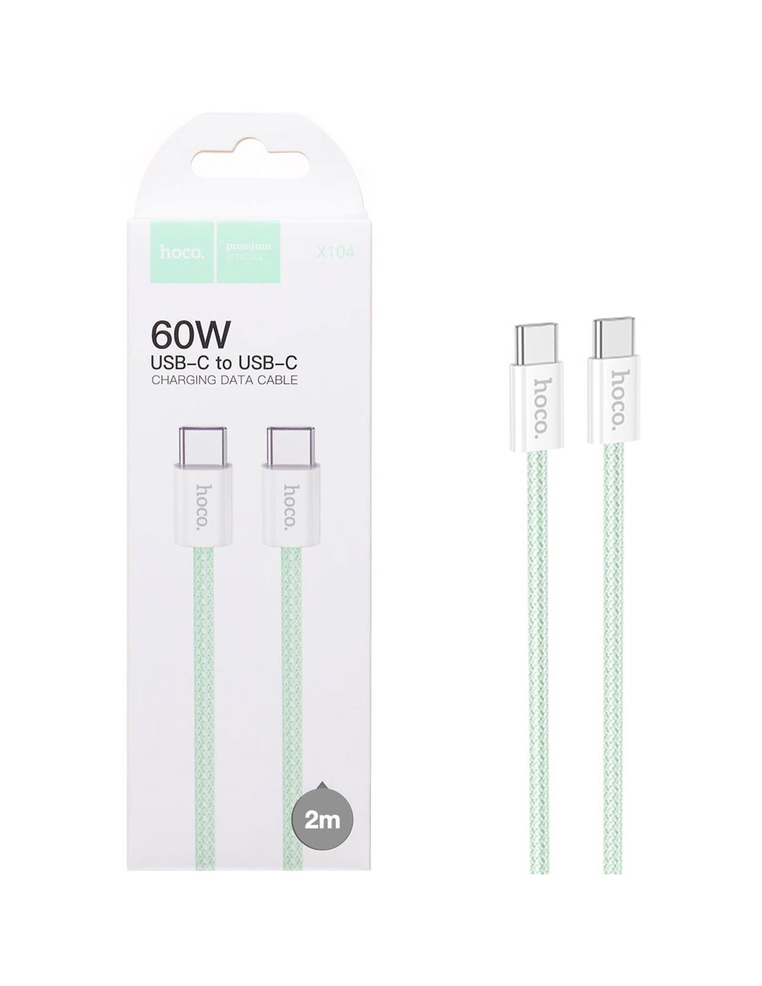 Cable USB-C a USB-C 2 Metros 60W Hoco X104 Green (para iPhone 15)
