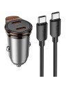 Cargador Coche USB-C 45W Hoco NZ16B con Salida Doble + Cable USB-C
