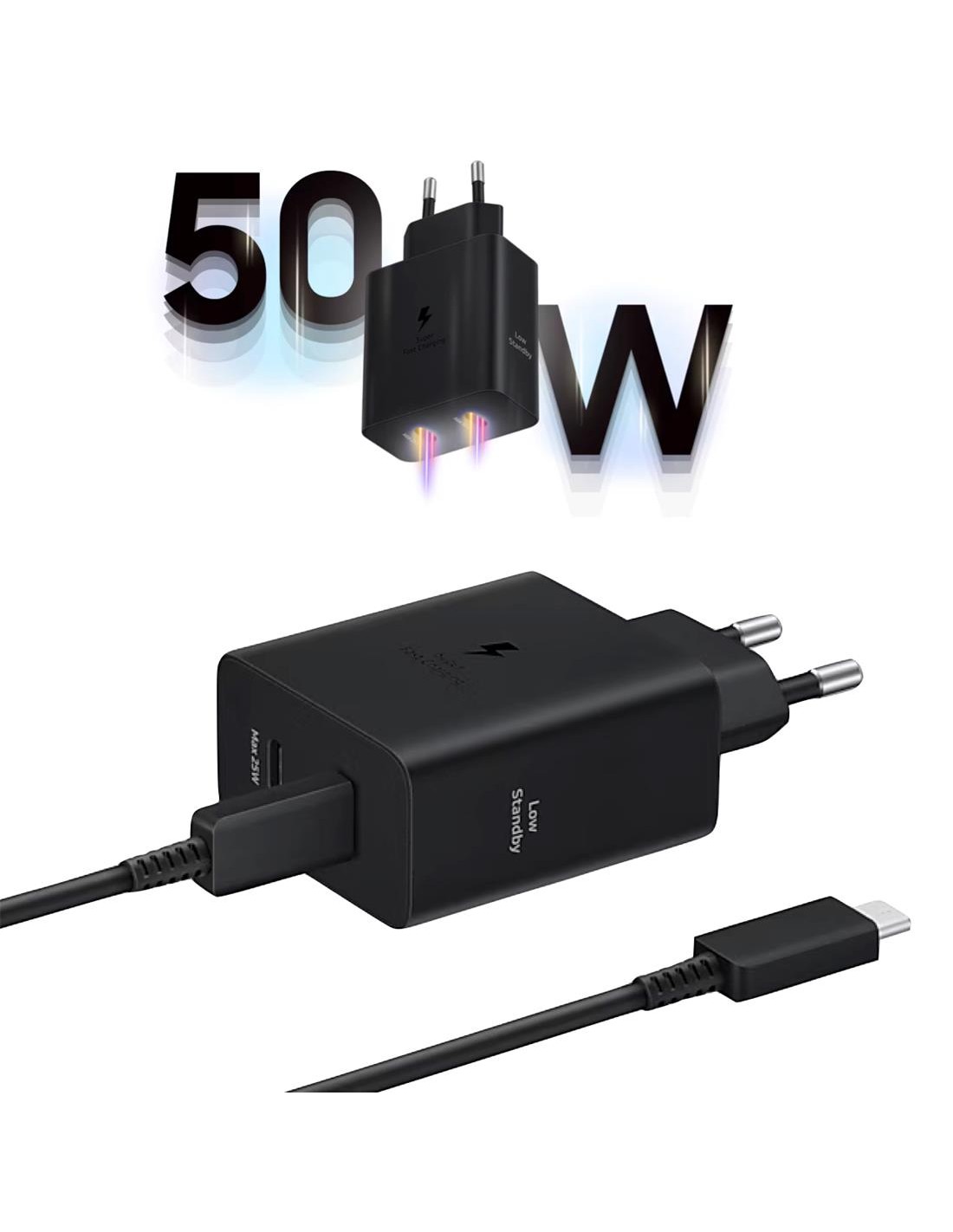 Samsung Cargador 50W Doble Salida USB-C + Cable (EP-T5020XBEGEU)