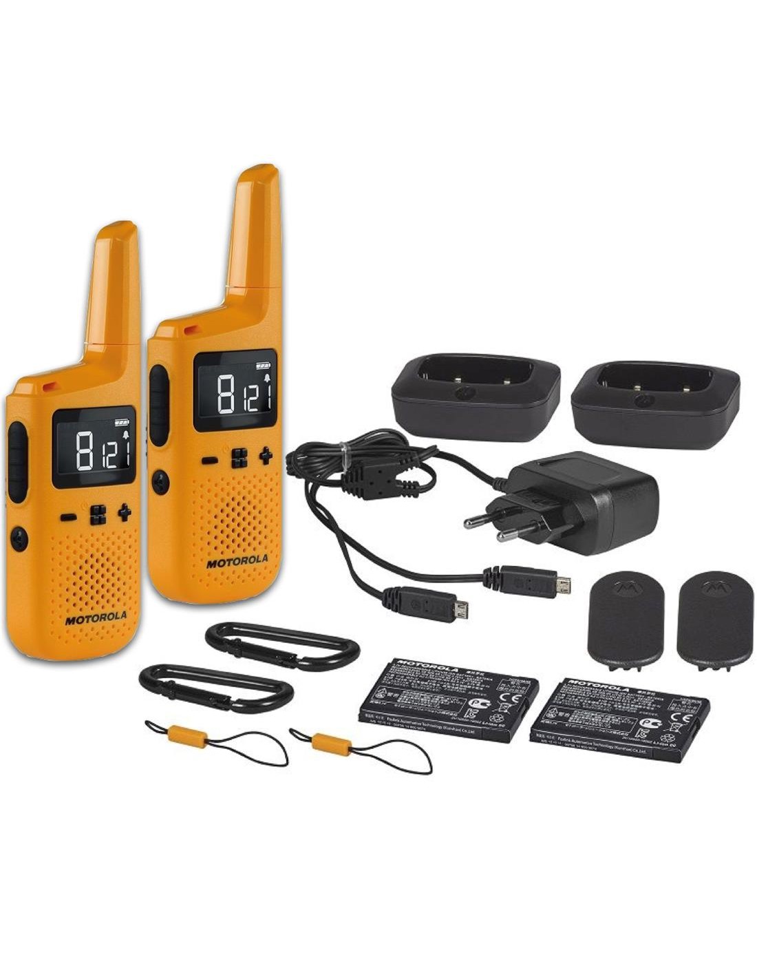 Motorola T72 Walkie Talkie IP54 con alcance de 8KM Orange con Cargador