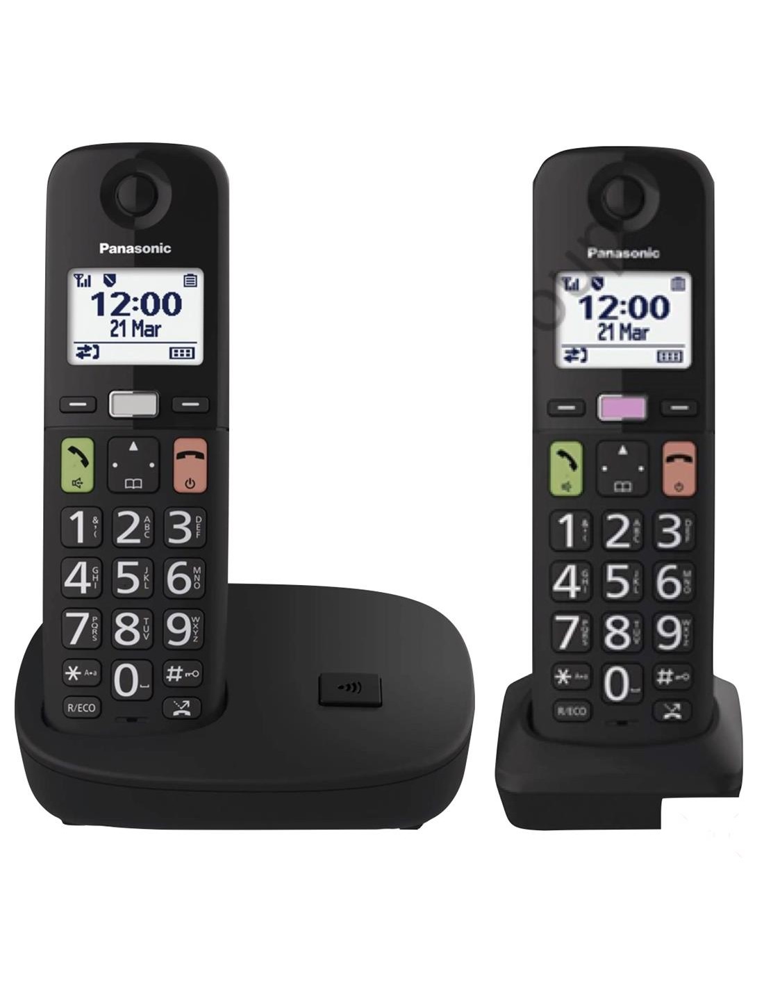Panasonic KX-TGU112EXB TelÃ©fono InalÃ¡mbrico Duo con Teclas Grandes Negro
