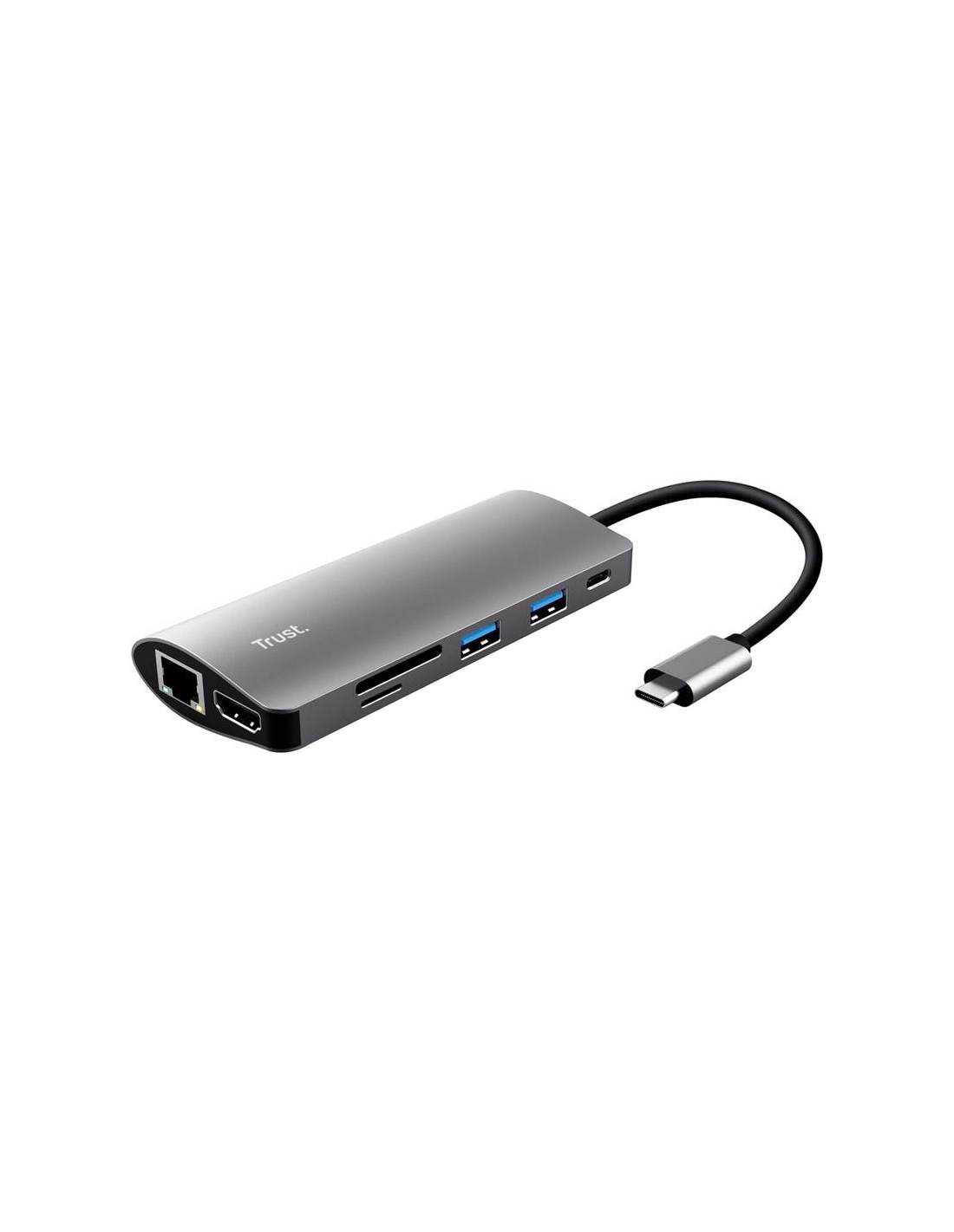 HUB TRUST DALYX USB-C 7 EN 1 HDMI USB-C USB MICRO SD RJ45 SILVER