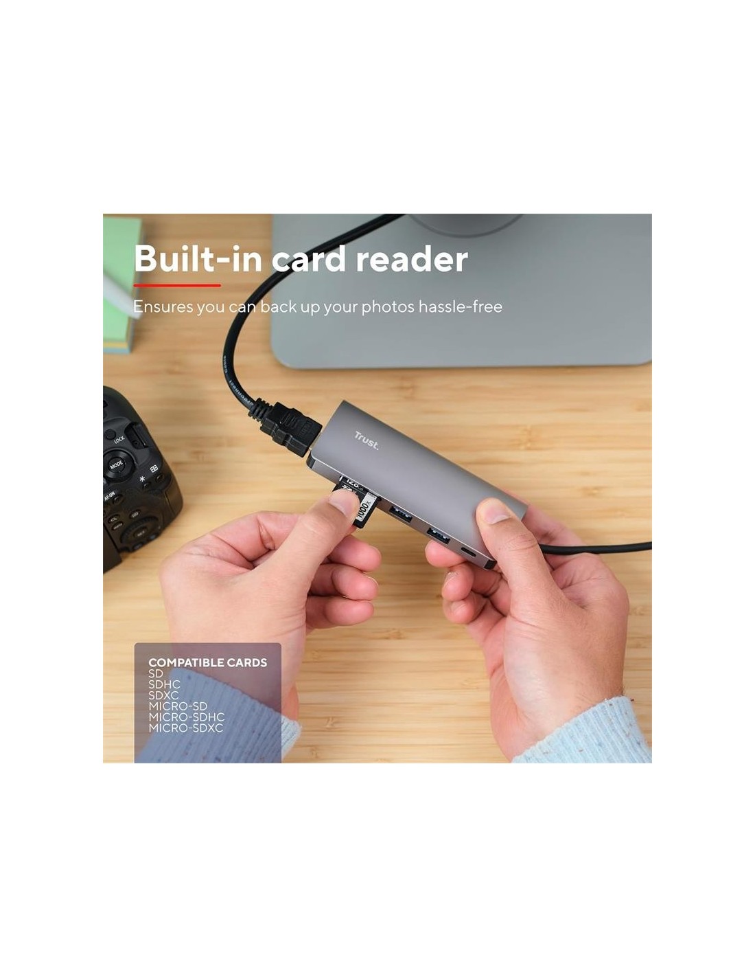 HUB TRUST DALYX USB-C 7 EN 1 HDMI USB-C USB MICRO SD RJ45 SILVER