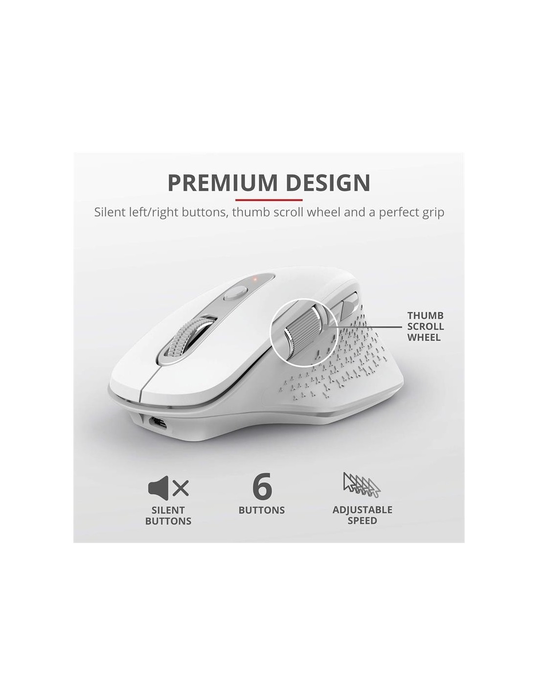 RATON TRUST OZAA ERGONOMICO RECARGABLE WIRELESS WHITE