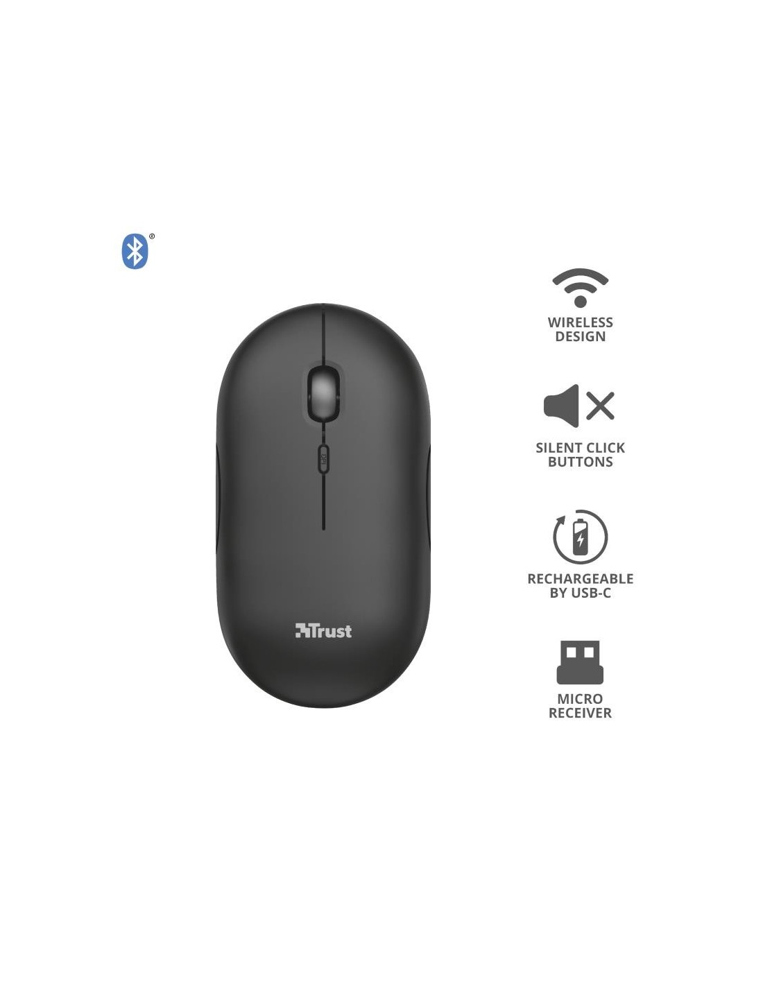 RATON TRUST PUCK RECARGABLE WIRELESS BLUETOOH BLACK