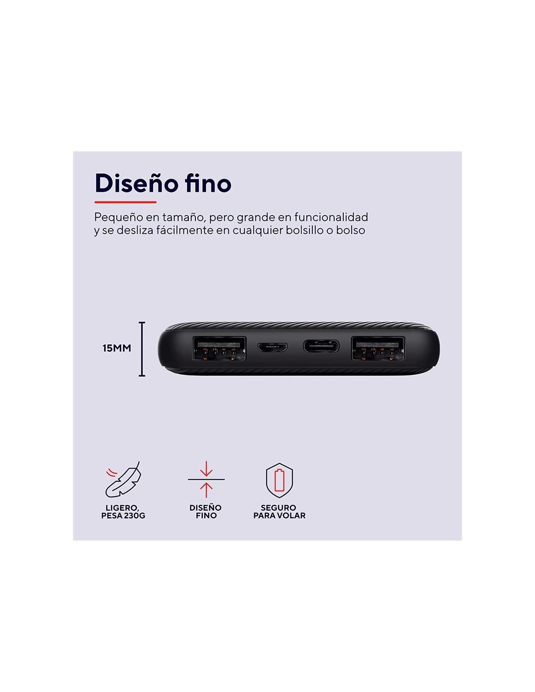 POWERBANK TRUST PRIMO SLIM 10000MAH 2A USB + USB-C + MICRO-USB ECO BLACK