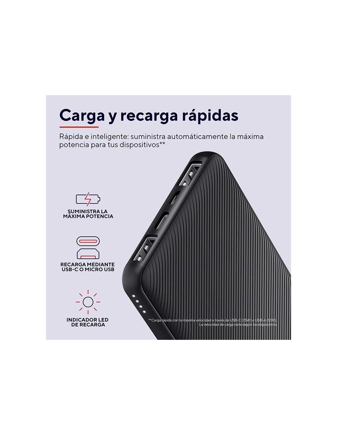 POWERBANK TRUST PRIMO SLIM 5000MAH 2A USB + USB-C + MICRO-USB ECO BLACK