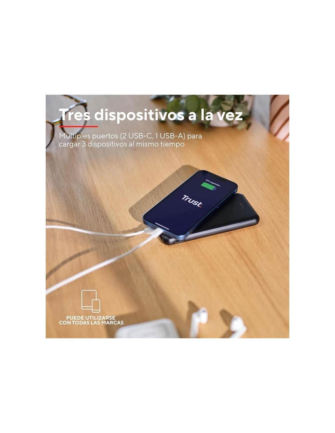 POWERBANK TRUST REDOH 10000MAH USB-A + X2 USB-C BLACK