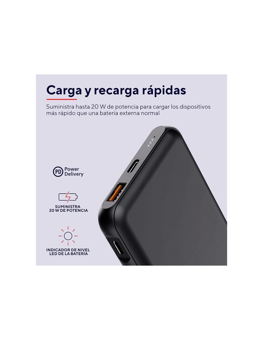 POWERBANK TRUST REDOH 10000MAH USB-A + X2 USB-C BLACK