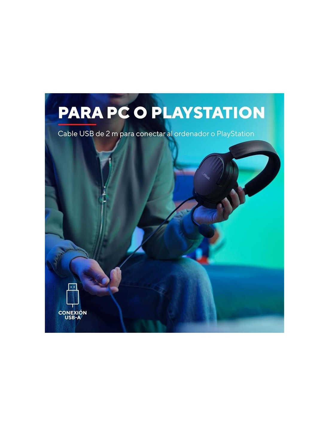 AURICULARES + MICROFONO TRUST GAMING RGB GXT 490 FAYZO HEADSET 7.1 BLACK