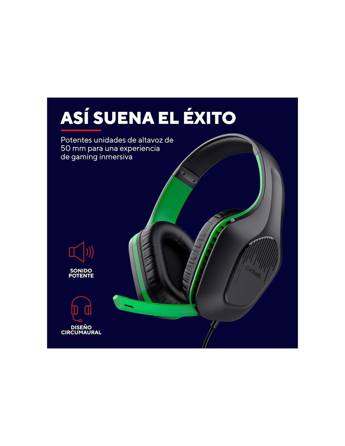 AURICULARES + MICROFONO TRUST GAMING GXT 415X ZIROX MULTI HEADSET GREEN