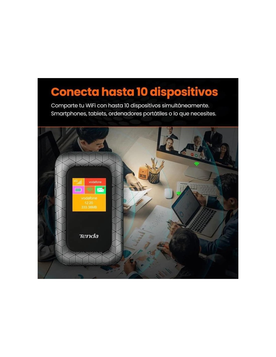 WIRELESS ROUTER PORTABLE TENDA WIFI 4G LTE 150MBPS V4.0 CON PANTALLA