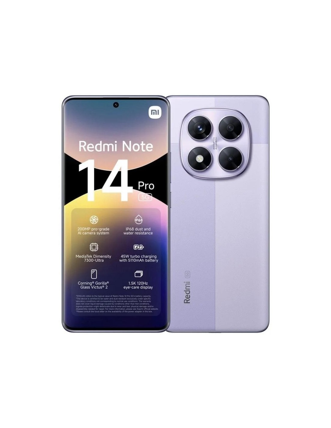 SMARTPHONE XIAOMI REDMI NOTE 14 PRO 6.67 12GB/512GB/200MP/NFC/5G PURPLE