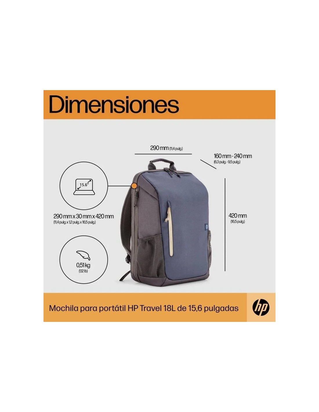 MOCHILA HP TRAVEL NOTEBOOK 15.6 BLUE