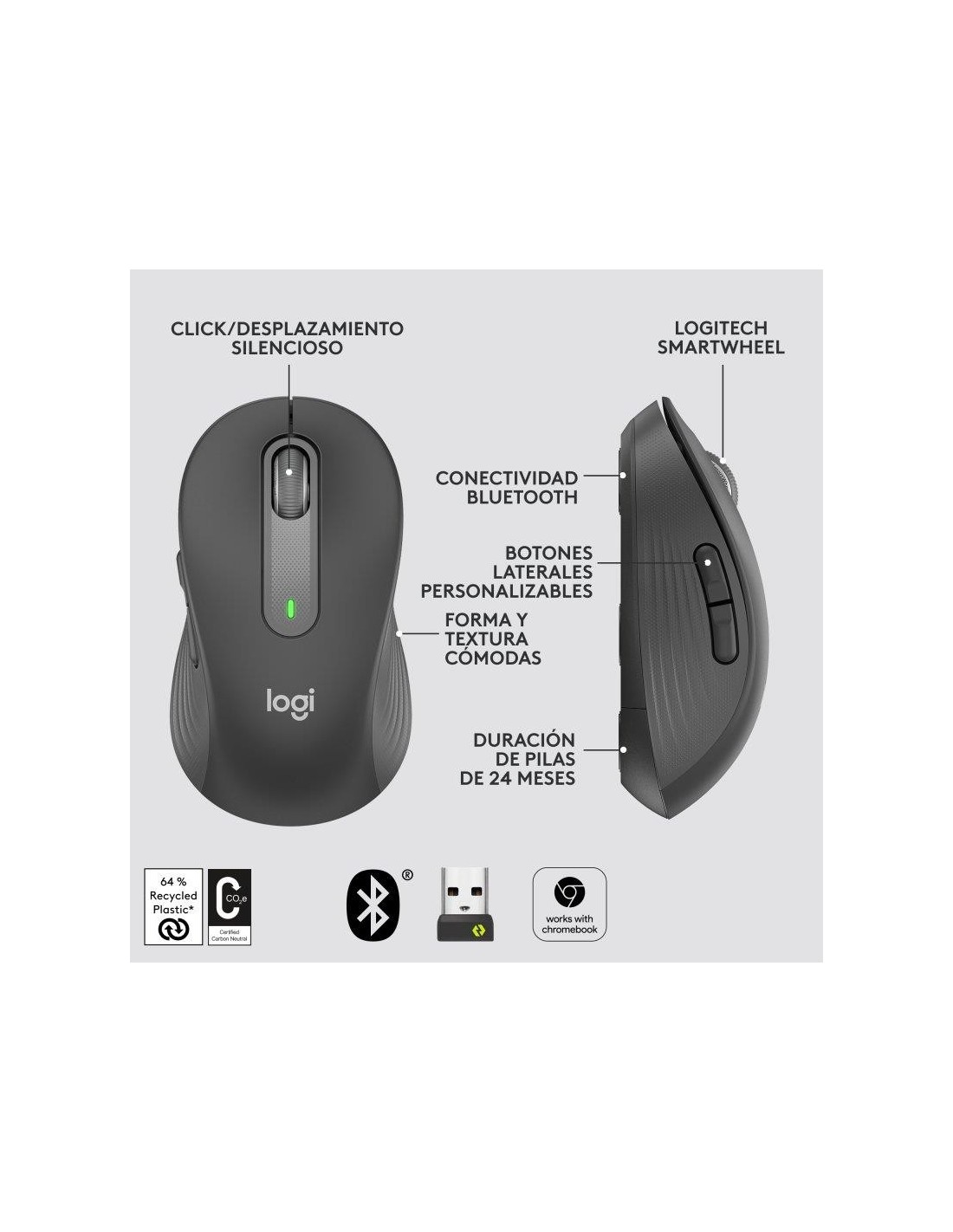 RATON LOGITECH SIGNATURE M650 M WIRELESS BLACK