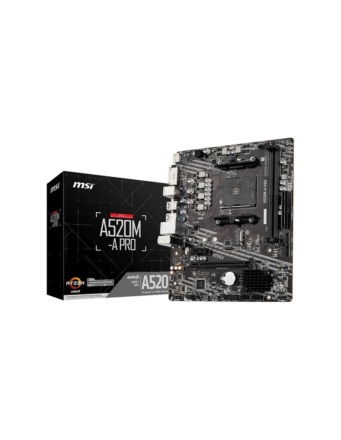 PLACA BASE MSI A520M-A PRO AMD AM4 DVI + HDMI