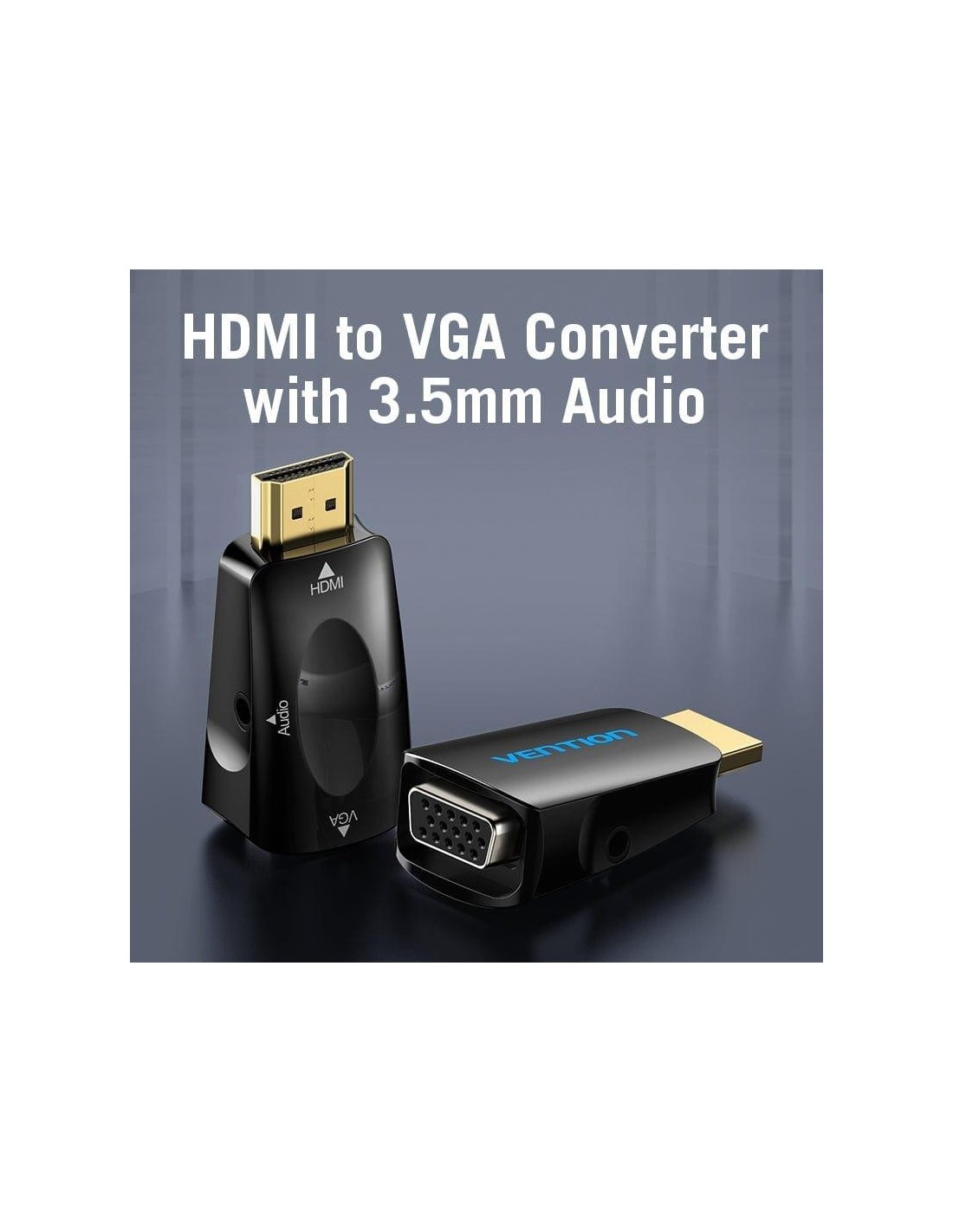 ADAPTADOR CONVERSOR VENTION HDMI/M A VGA/H AUDIO JACK 3.5 BLACK