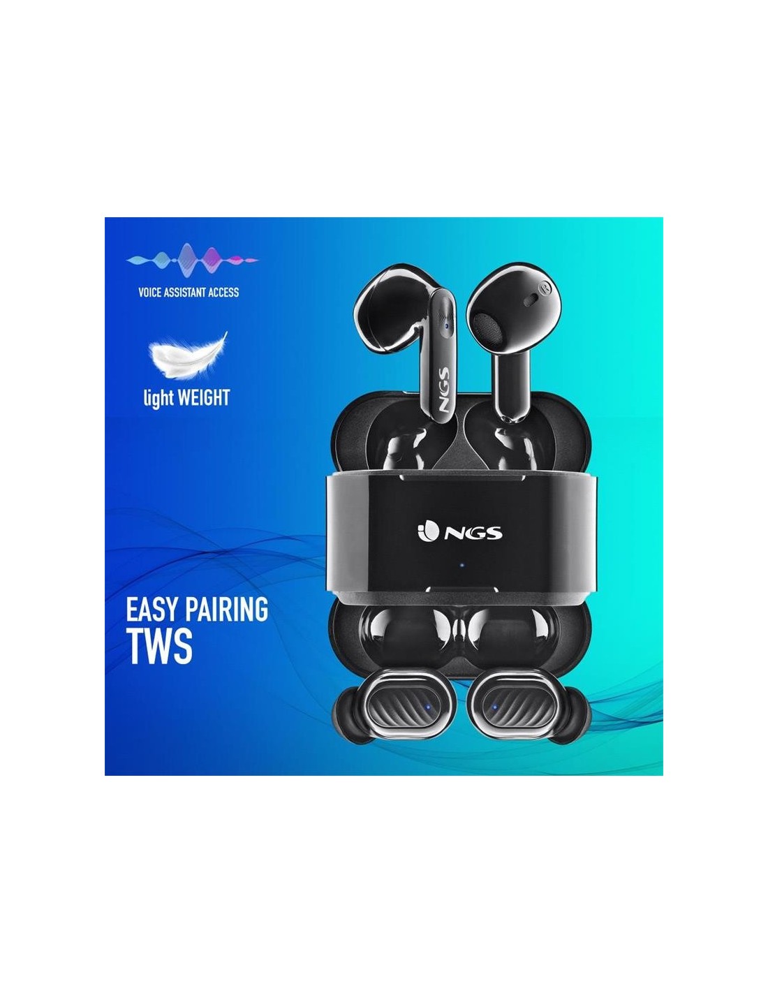 AURICULARES NGS ARTICA DUO EARPHONES BLUETOOTH WIRELESS BLACK ( PACK 2UD )