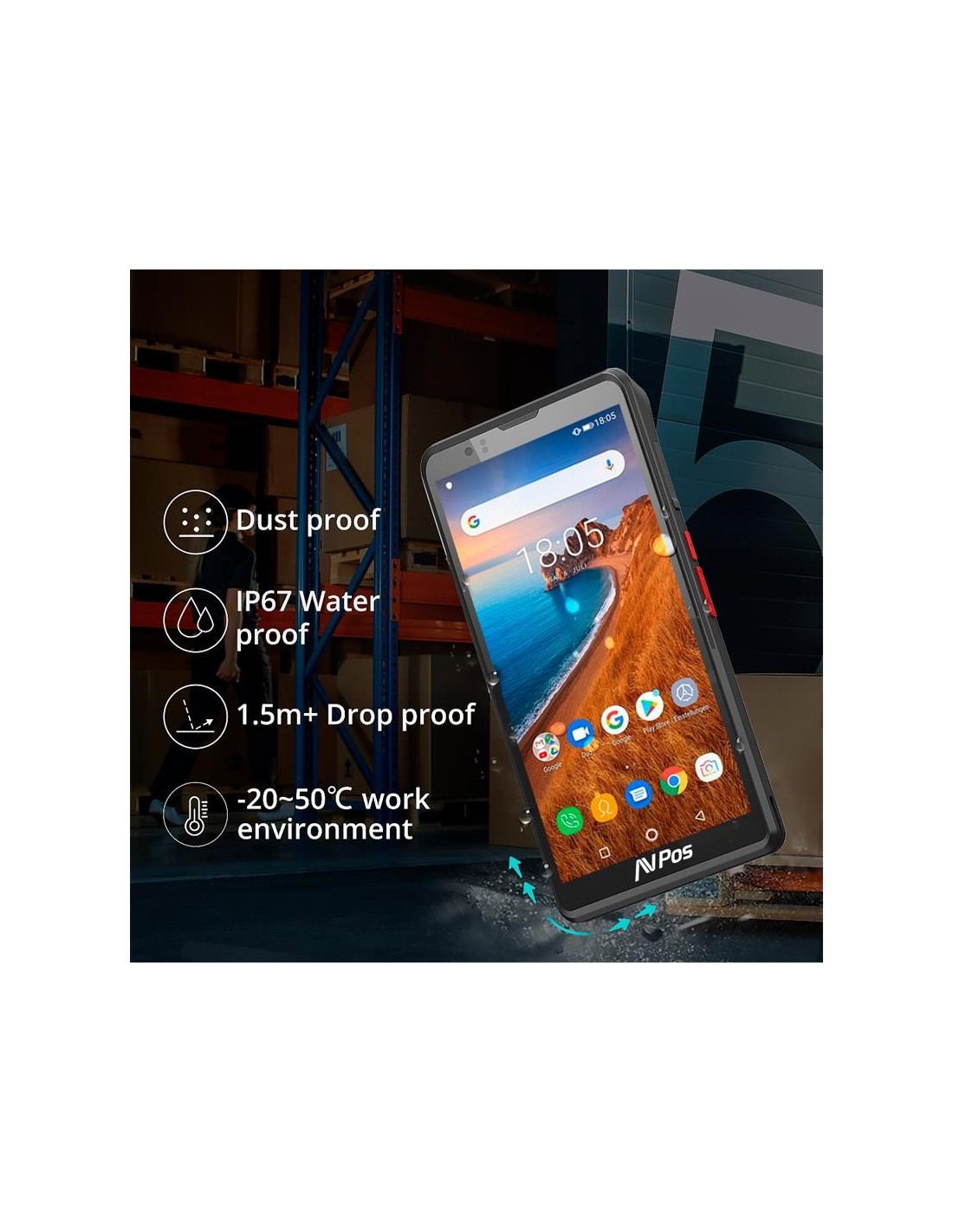 CAPTURADOR PDA AVPOS DC60 6 OCTA/4GB/64GB/NFC/2D/4G/FUNDA ANDROID