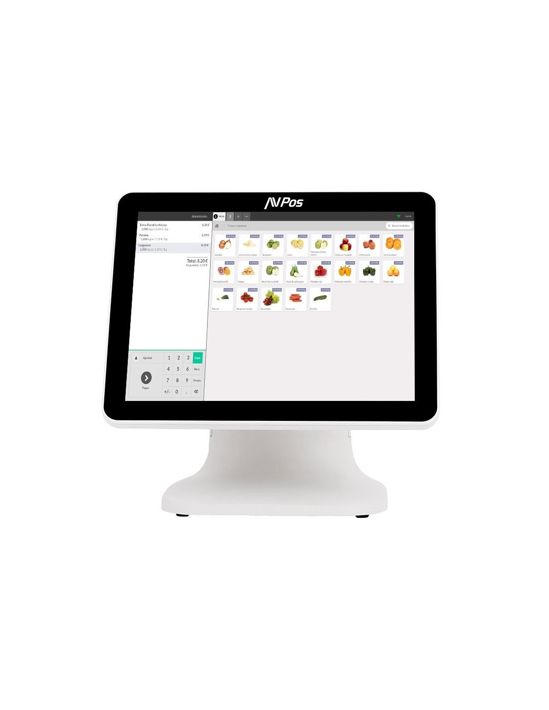 TPV AVPOS K5000 15 ALUMINIO TACTIL I7/8GB/SSD128/W11P WHITE 3YR GARANTIA