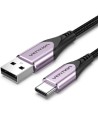 CABLE VENTION USB-A 2.0 - USB-C 3A 60W TRENZADO 1M ALUMINIO PURPLE