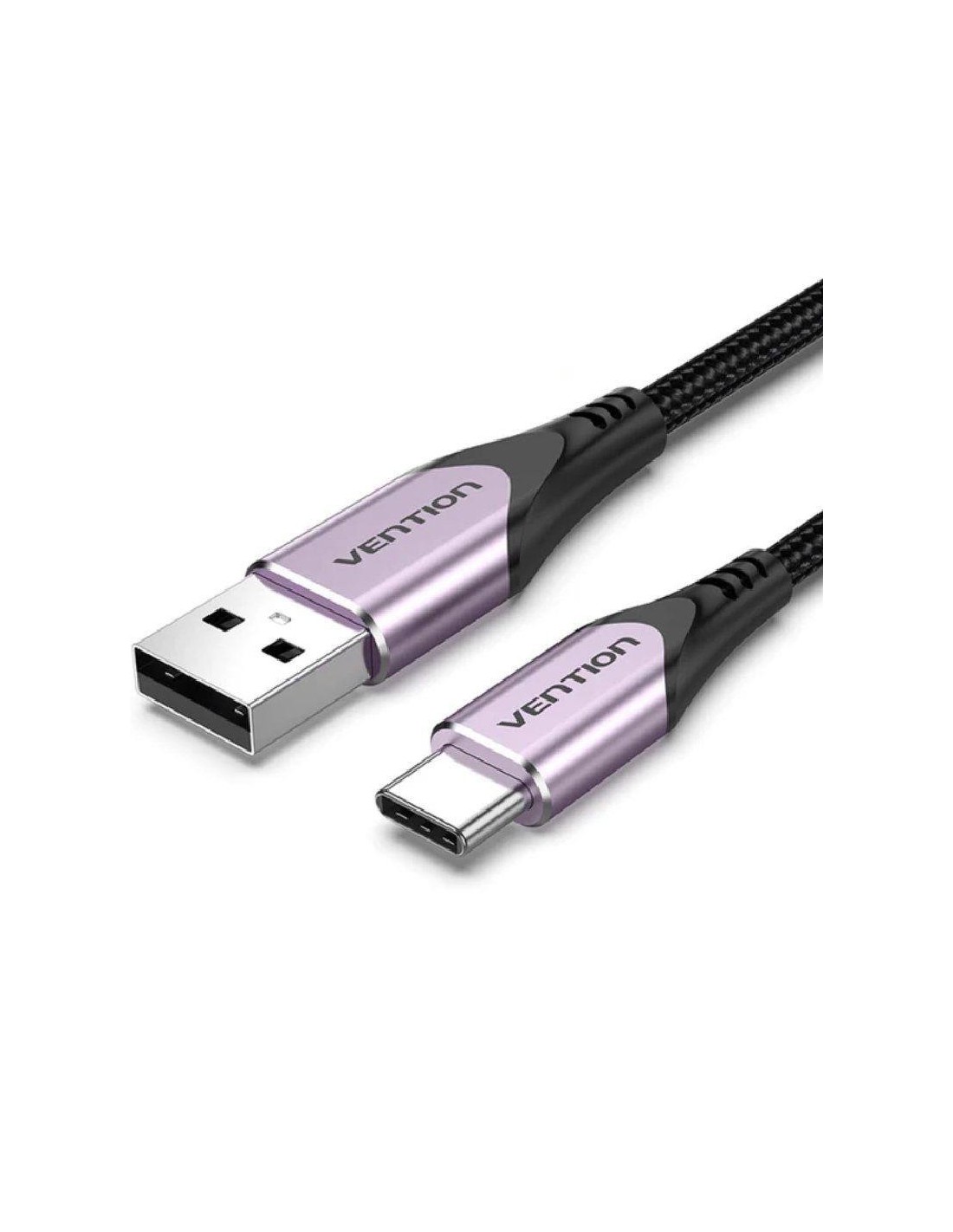 CABLE VENTION USB-A 2.0 - USB-C 3A 60W TRENZADO 1M ALUMINIO PURPLE
