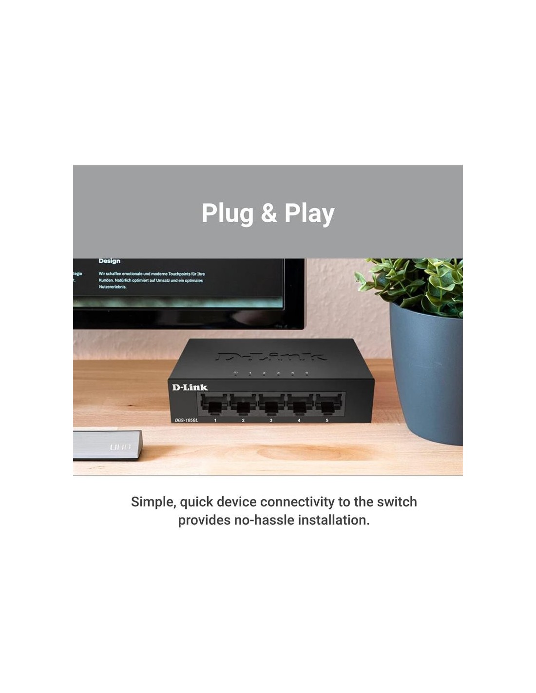 SWITCH D-LINK GIGABIT 5 PUERTOS DGS-105L METALICO