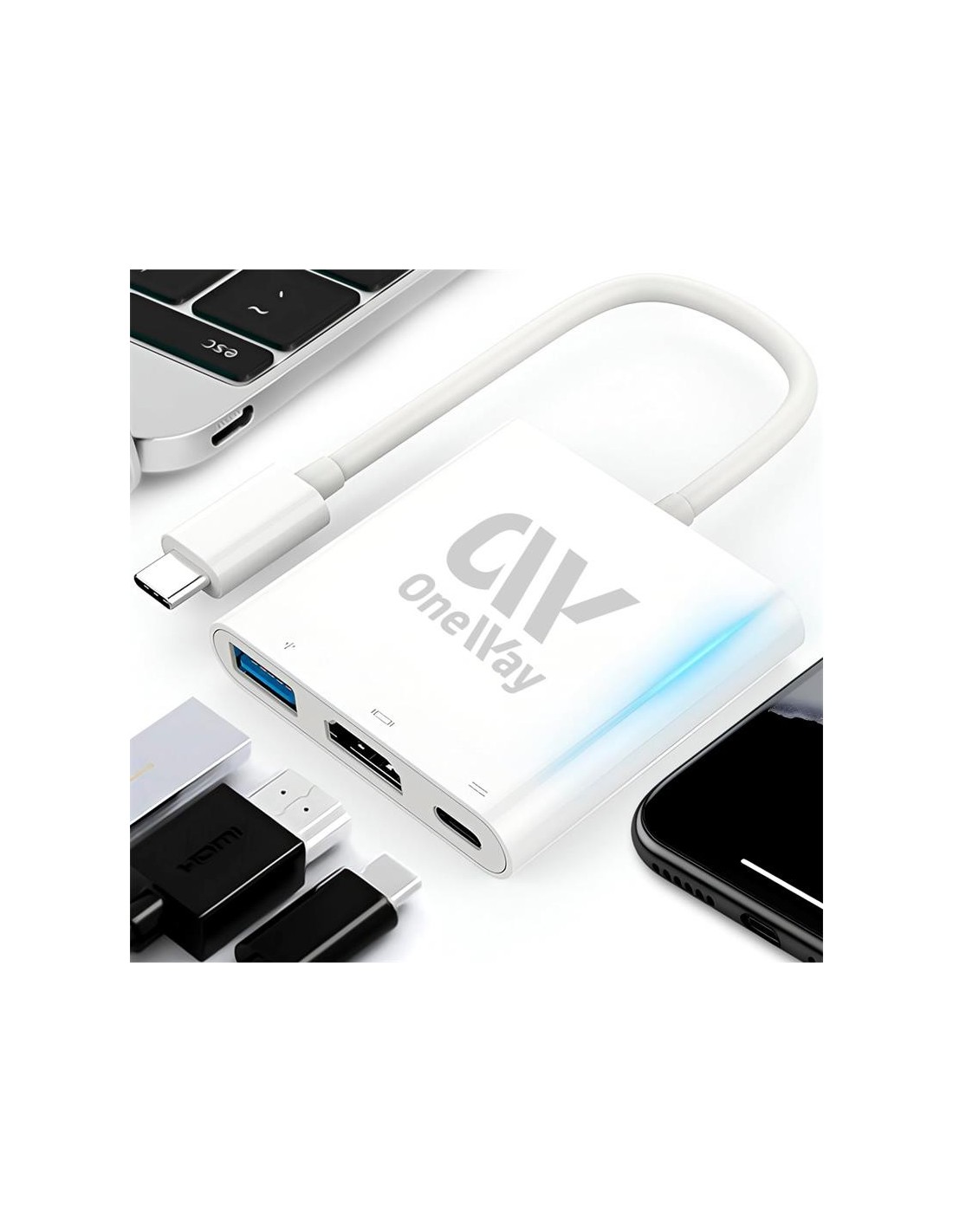 DOCK HUB ONEWAY USB-C 3 EN 1 HDMI 4K/USB 3.0/USB-C SILVER