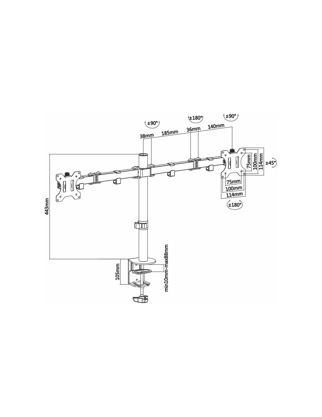 SOPORTE DE MESA TV/MONITOR AISENS 13-32 2 BRAZOS BLACK