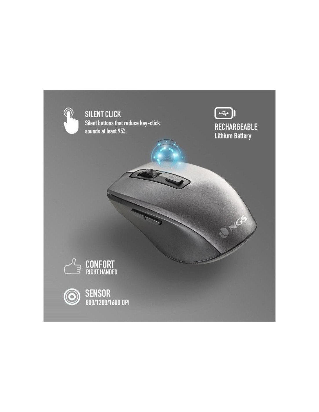 TECLADO + RATON NGS ECLIPSE SLIM SILENT WIRELESS BT MULTI RECARGABLE GREY