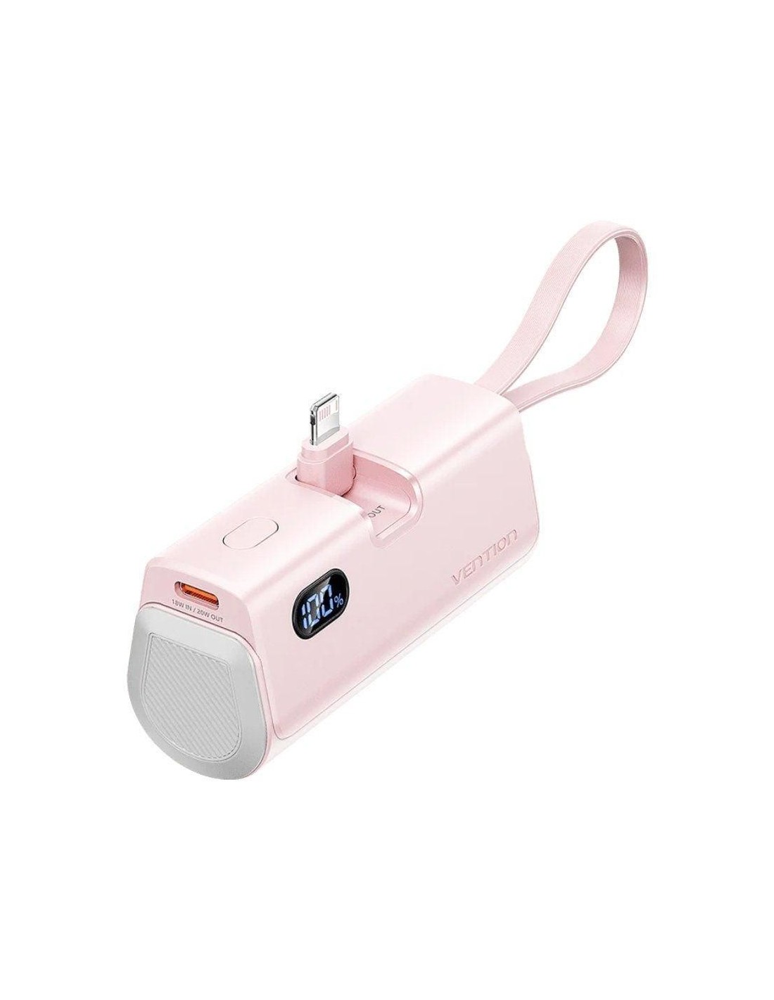 POWERBANK VENTION 4800MAH 2XUSB-C + LIGHTNING PLEGABLE 22.5W ROSE