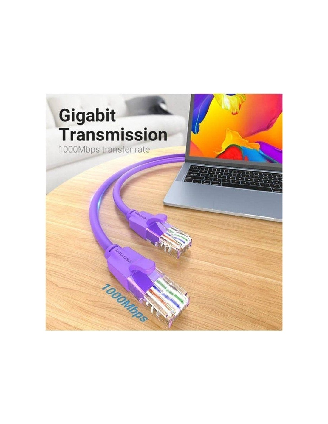 CABLE DE RED CAT.6 UTP 2M VENTION PURPLE