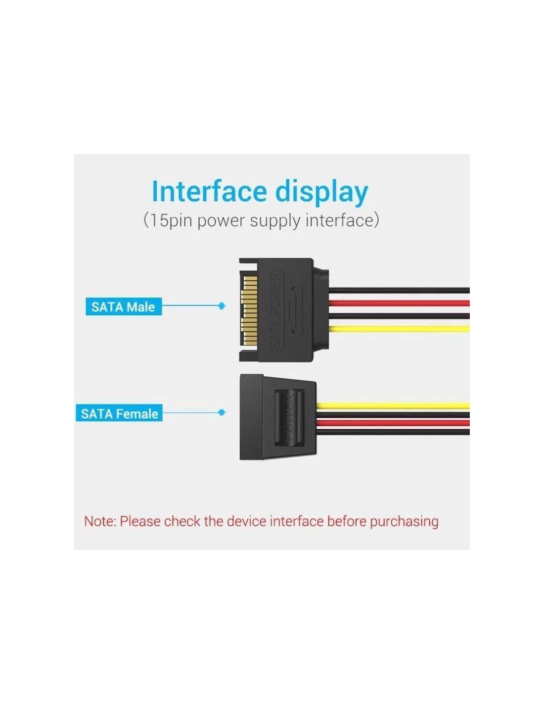 CABLE ALIMENTACION VENTION EXTENSION SATA/M - SATA/M 30CM