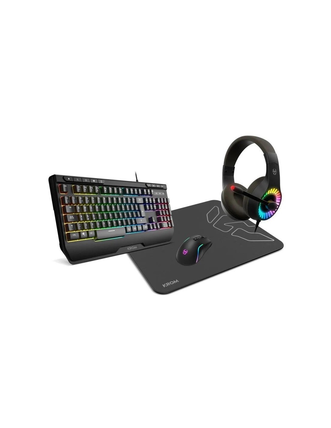 TECLADO + RATON + AURICULARES + ALFOMBRILLA KROM GAMING KENYA BUNDLE